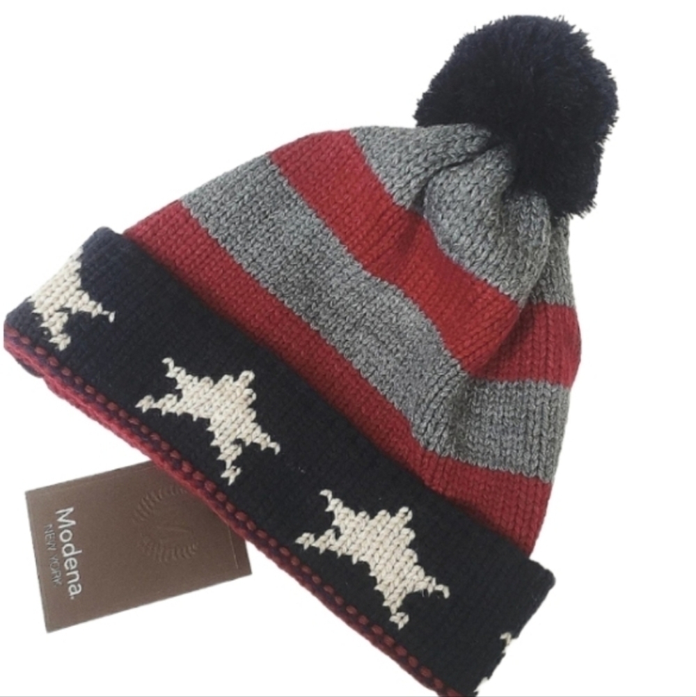 MODENA Patriotic Flag Knit Pom Pom Hat!